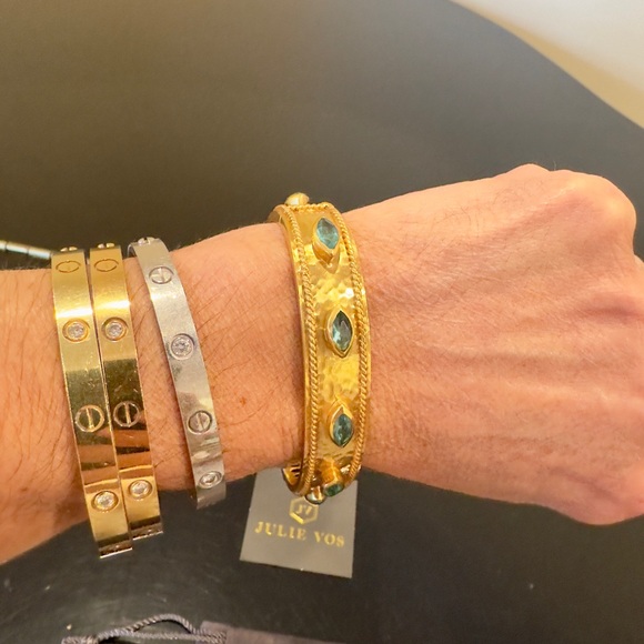 NWT Authentic Bohemian Spring Summer Julie Vos Gemstone Hinged Cuff/Bracelet - Picture 9 of 17